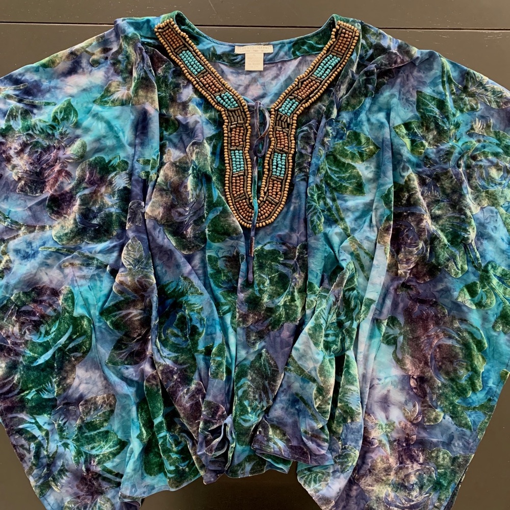Alberto Makali Velvet & Beaded Boho Poncho